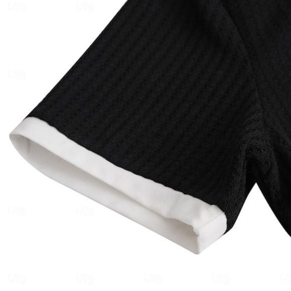 Men's Waffle Henley Shirt Waffle Knit Tee Top Solid Color V Neck Men’s Size 3XL - Picture 8 of 9